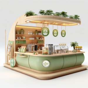 Custom Milk Tea Store Fixtures Decoration Trendy Sweets Coffee Shop Retail Bubble Tea Shop Interior Design 3D for Boba
