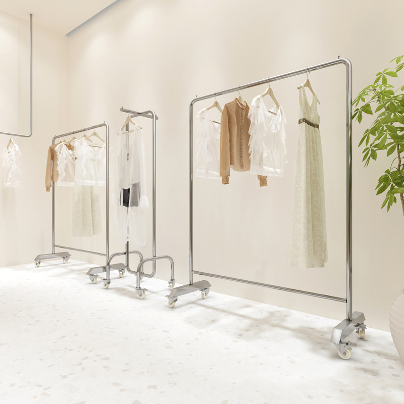 Gold Garment Clothing Store Furniture Design Retail Store Gold Metal Display Racks Shelf Clothes Display Rack Stand For Shop